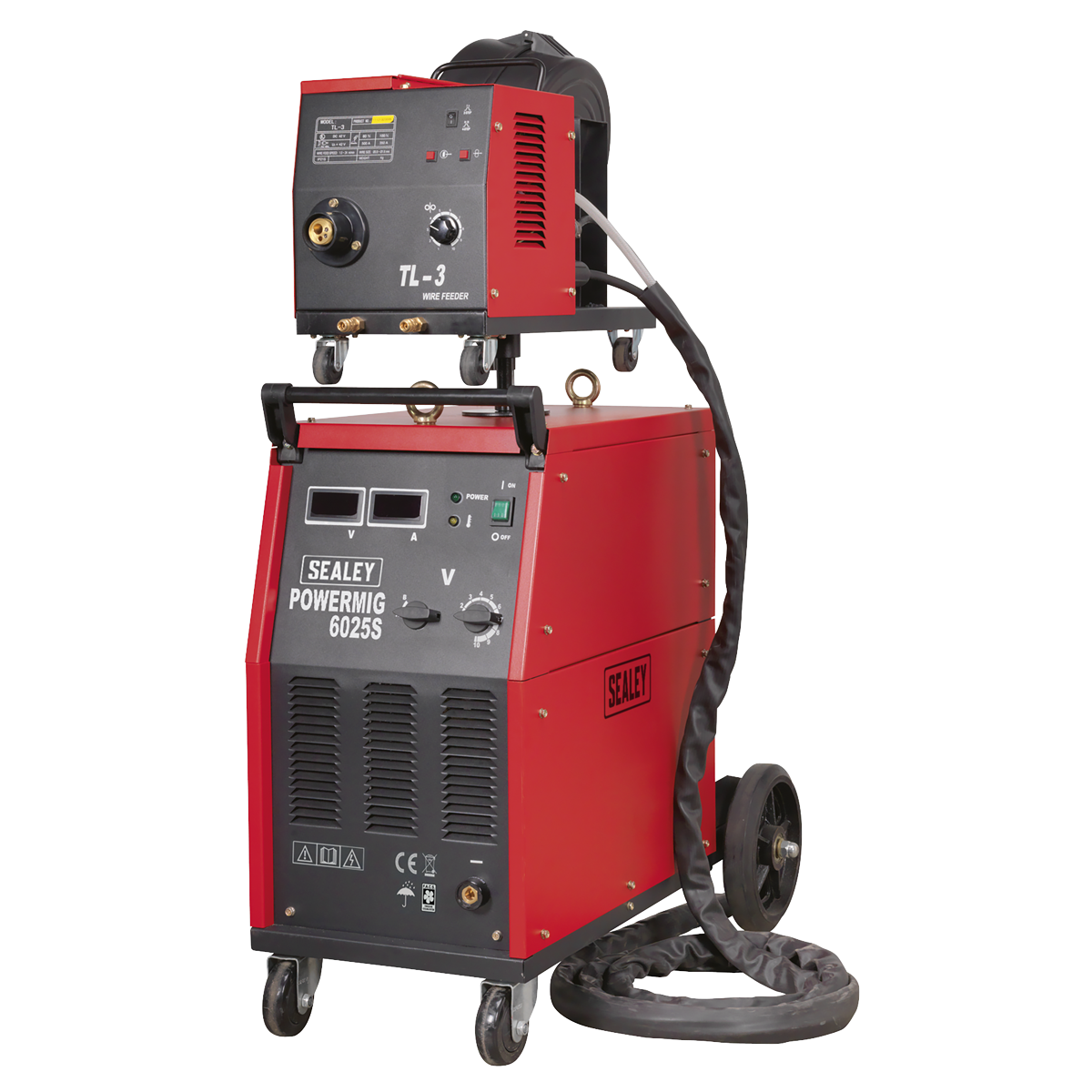 Sealey 250A Professional MIG Welder 415V 3ph with BINZEL® Euro Torch & Portable Wire Drive POWERMIG6025S