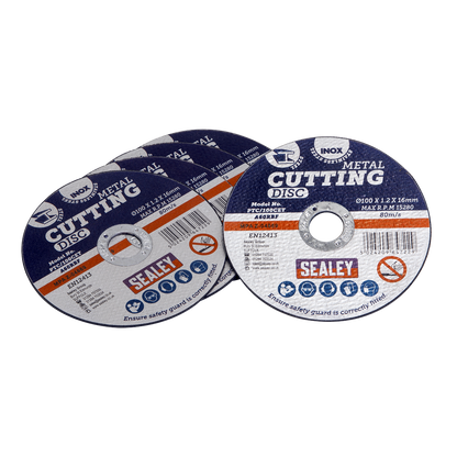 Sealey Ø100 x 1.2mm Cutting Disc 16mm Bore - Pack of 5 PTC/100CET5