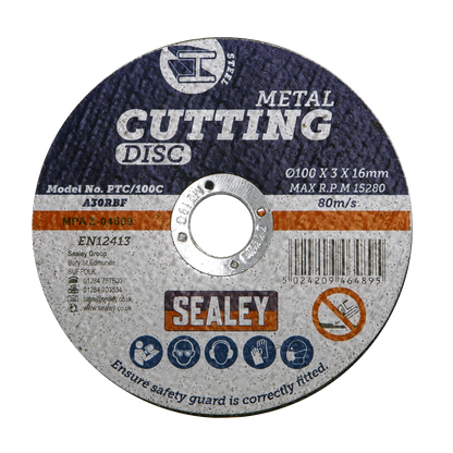 Sealey Ø100 x 3mm Cutting Disc 16mm Bore PTC/100C