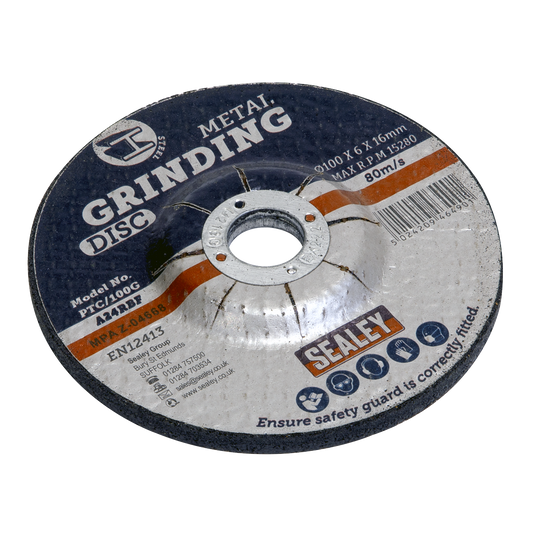 Sealey Ø100 x 6mm Grinding Disc Ø16mm Bore PTC/100G