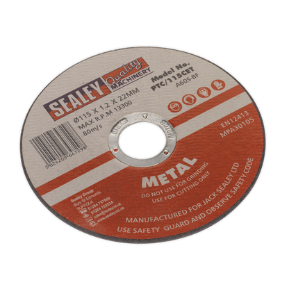 Sealey Ø115 x 1.2mm Cutting Disc 22mm Bore PTC/115CET