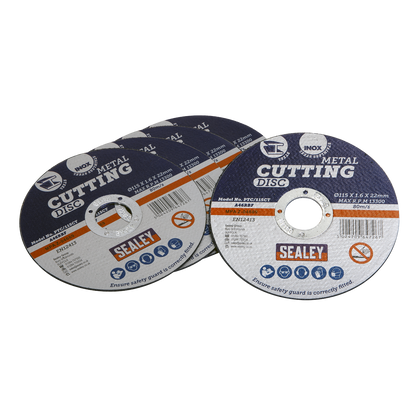Sealey Ø115 x 1.6mm Cutting Disc 22mm Bore - Pack of 5 PTC/115CT5