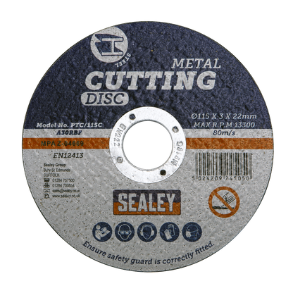 Sealey Ø115 x 3mm Cutting Disc 22mm Bore PTC/115C