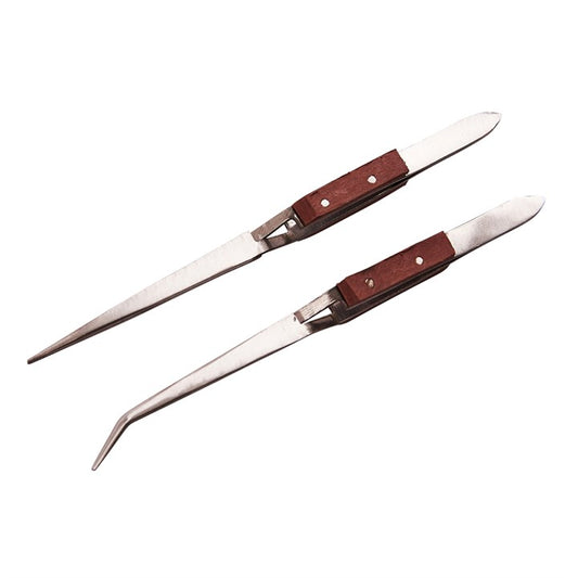 Amtech 2 Piece wooden handle tweezer set R0380