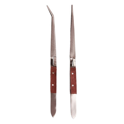 Amtech 2 Piece wooden handle tweezer set R0380