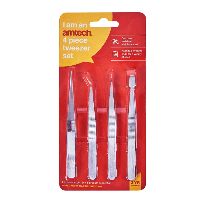 Amtech 4 Piece tweezer set R0382