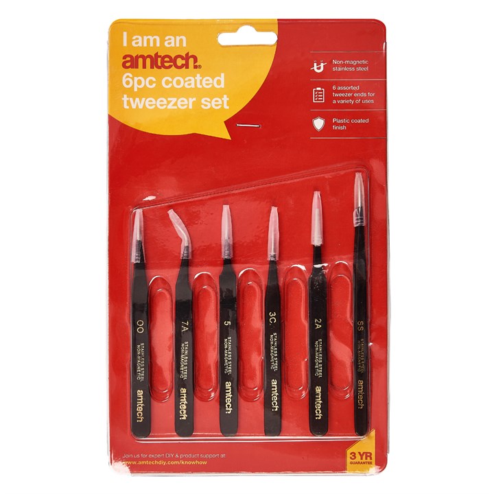 Amtech 6 Piece coated tweezer set R0384