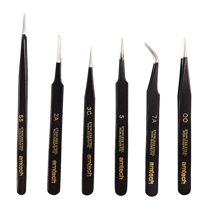 Amtech 6 Piece coated tweezer set R0384