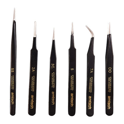 Amtech 6 Piece coated tweezer set R0384