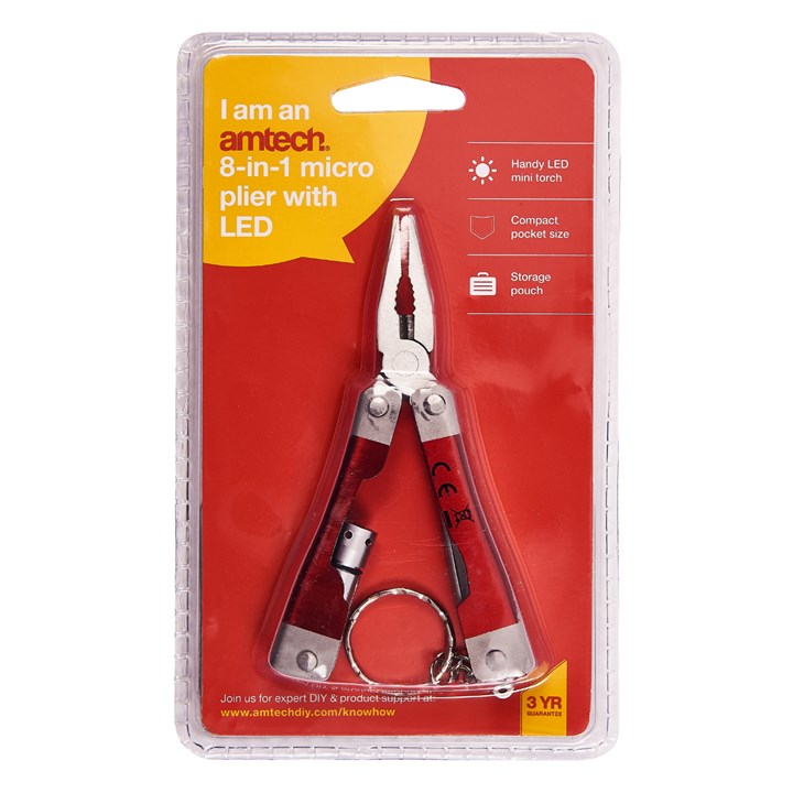 Amtech 8-in-1 Micro pliers with LED R2390