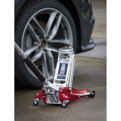 Sealey 1.5tonne Aluminium Low Entry Trolley Jack with Rocket Lift RJA1550