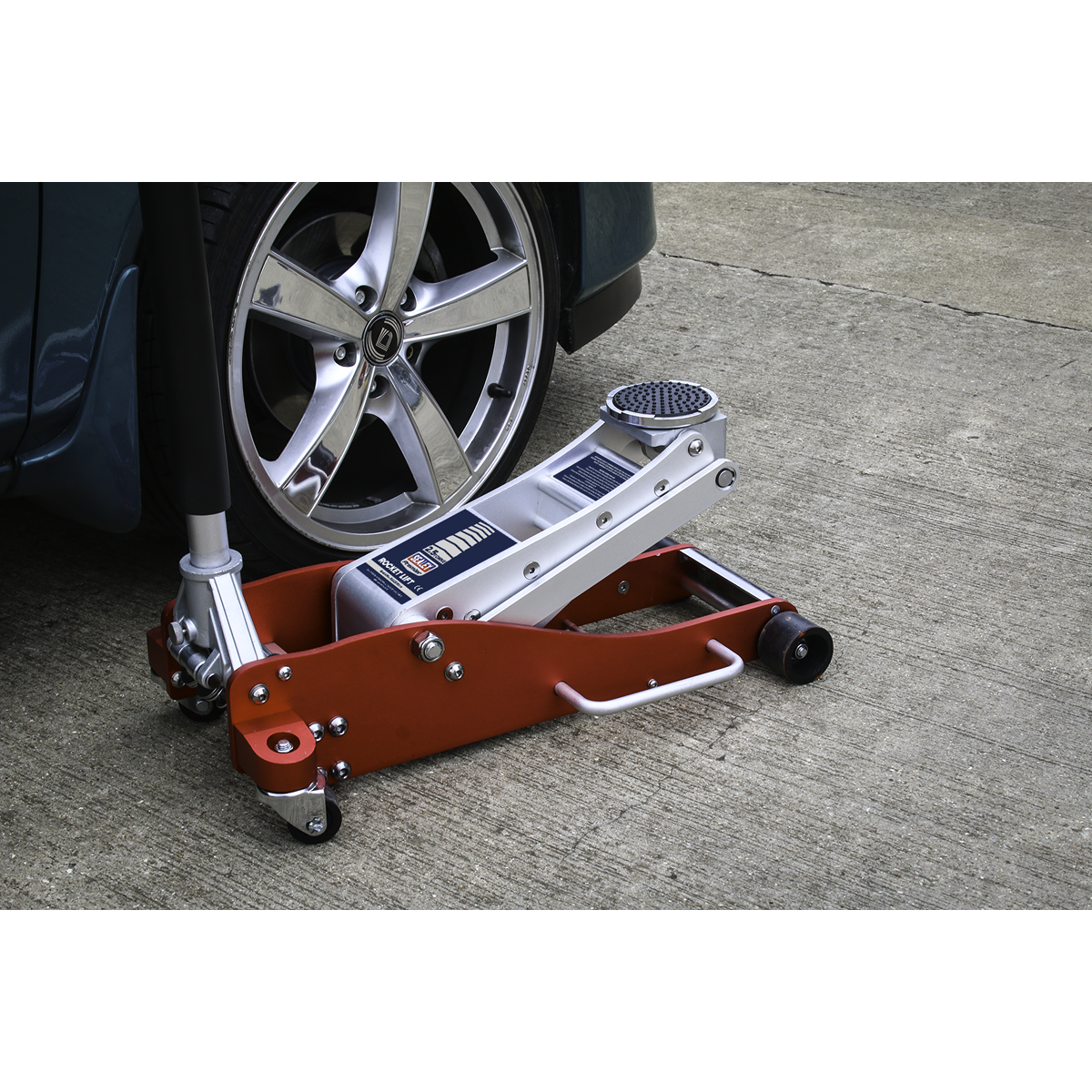 Sealey 2.5tonne Aluminium Low Entry Trolley Jack with Rocket Lift RJA2500