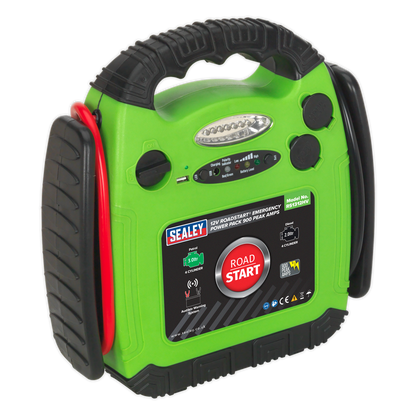 Sealey 900A 12V RoadStart® Emergency Jump Starter - Hi-Vis Green RS1312HV