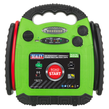 Sealey 900A 12V RoadStart® Emergency Jump Starter - Hi-Vis Green RS1312HV