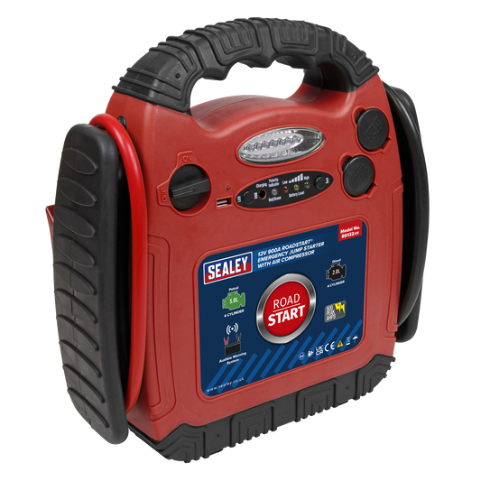 Sealey 12V 900A RoadStart® Emergency Jump Starter with Air Compressor RS132