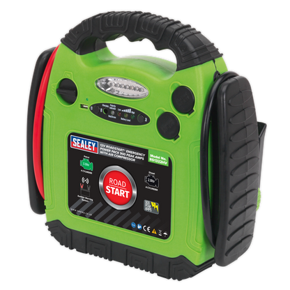 Sealey 900A 12V RoadStart® Emergency Jump Starter - Hi-Vis with Air Compressor RS1322HV