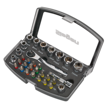 Sealey 31pc 1/4"Sq Drive Socket & Colour-Coded Bit Set S01036