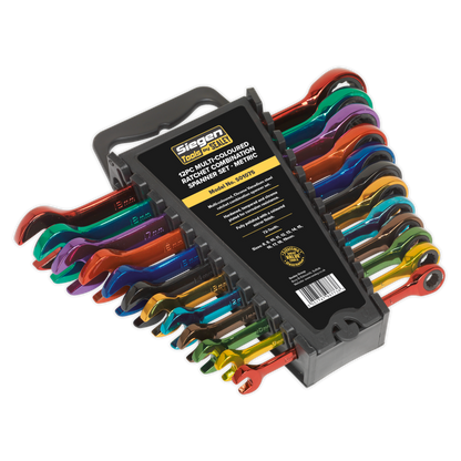 Sealey 12pc Multi-Coloured Combination Ratchet Spanner Set S01075
