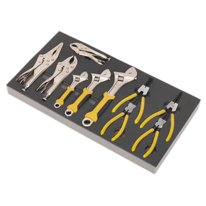 Sealey 10pc Adjustable Wrench & Pliers Set with Tool Tray S01130