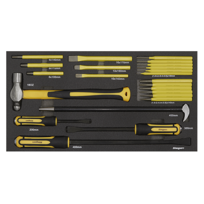 Sealey 23pc Pry Bar, Hammer & Punch Set with Tool Tray S01131