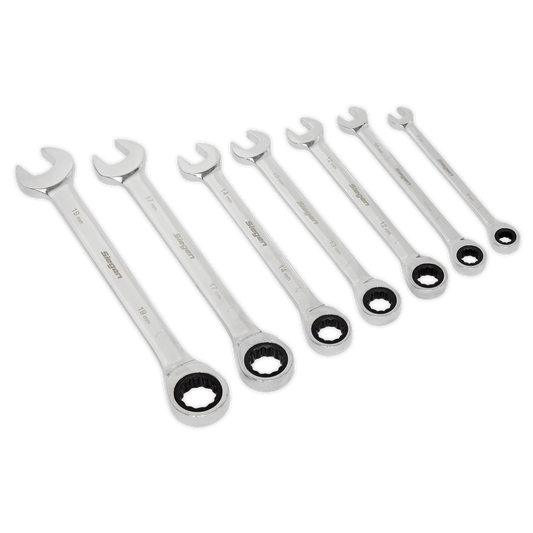 Sealey 7pc Combination Ratchet Spanner Set S01142