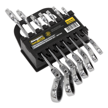 Sealey 7pc Flexi-Head Combination Ratchet Spanner Set S01143