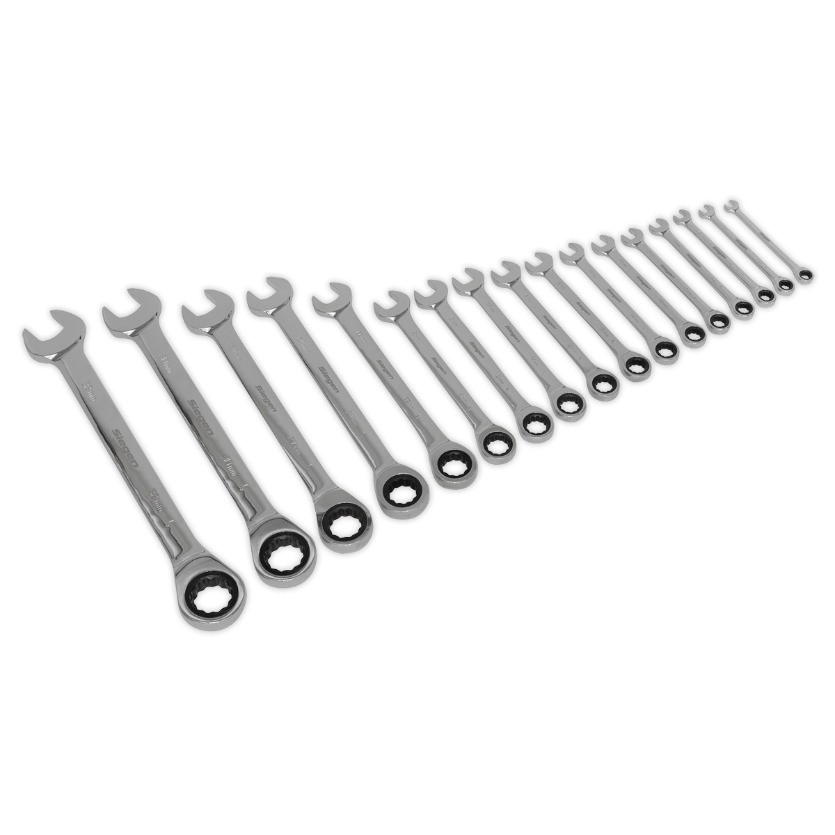 Sealey 17pc Combination Ratchet Spanner Set S01156