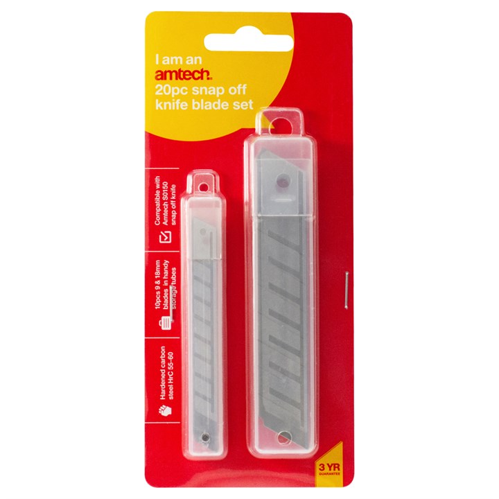 Amtech 20 Piece snap off knife blades (9mm and 18mm) S0155