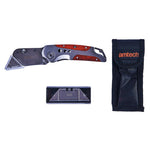 Amtech Folding lock-back utility knife with wooden grip S0305