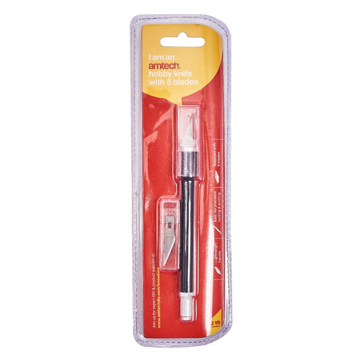 Amtech Hobby knife with 5 spare blades S0492