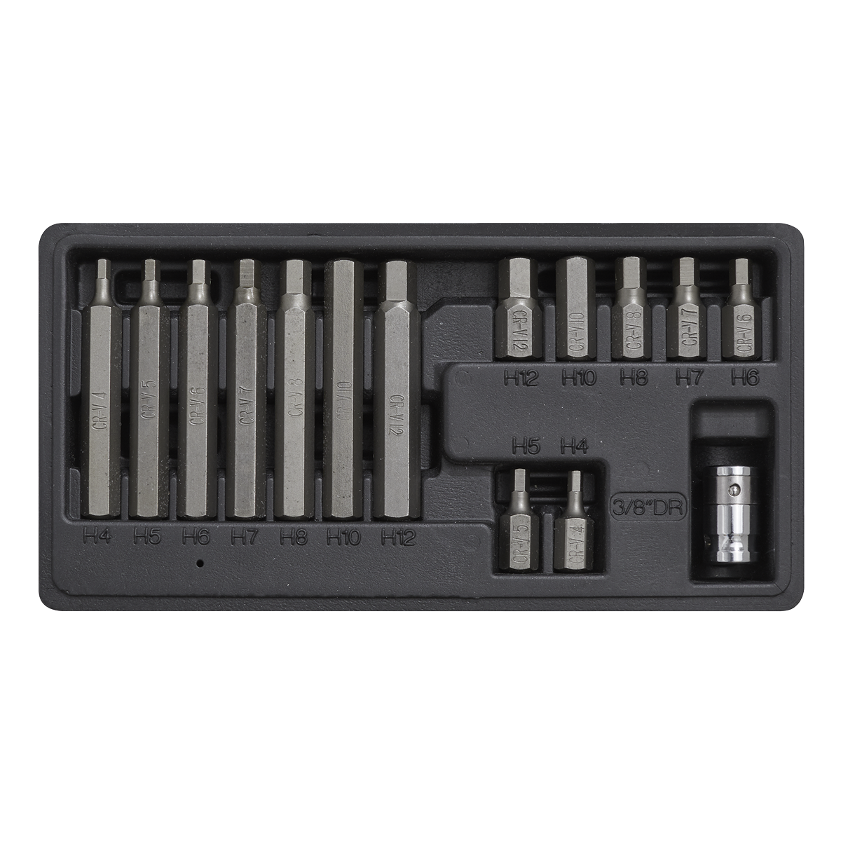 Sealey 15pc 3/8"Sq Drive Hex Bit & Holder Set S0533