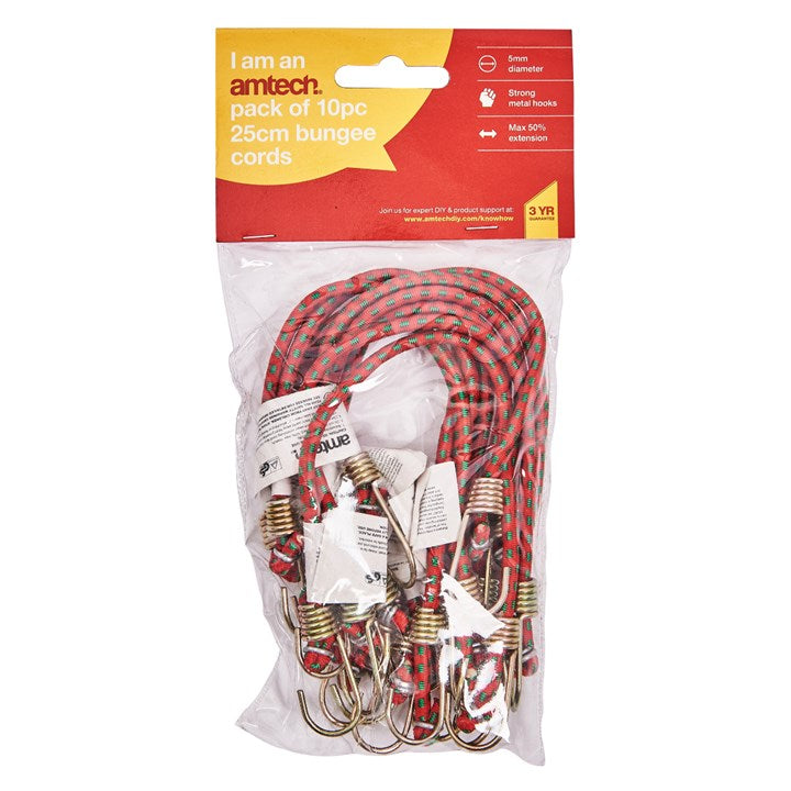 Amtech 250mm (10") Mini bungee cords (10 pack) S0647