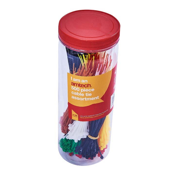 Amtech 500 Piece assorted cable tie set S0680