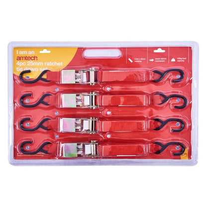 Amtech 4 Piece 450cm Ratchet tie down set S0751