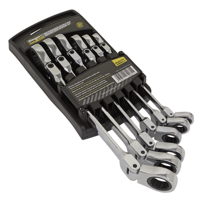Sealey 6pc Flexi-Head Double End Ratchet Ring Spanner Set S0806