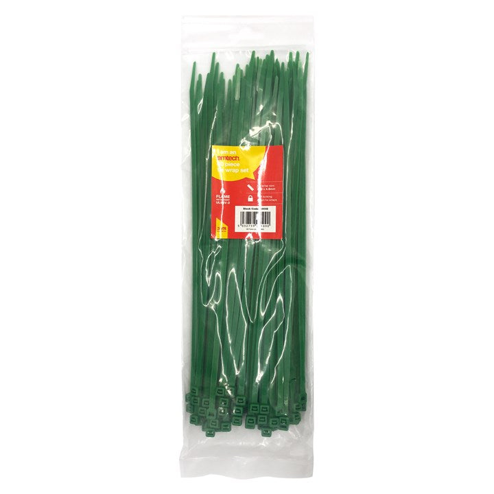 Amtech 60 Tie wraps (300mm x 4.8mm) - green S0832
