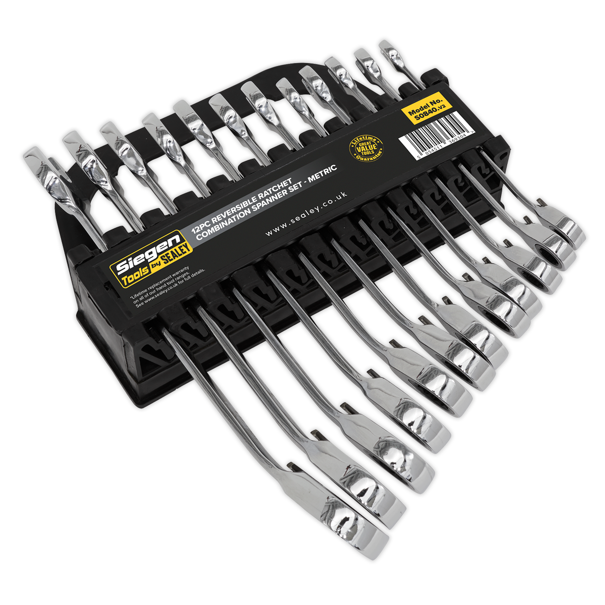 Sealey 12pc Reversible Combination Ratchet Spanner Set S0840