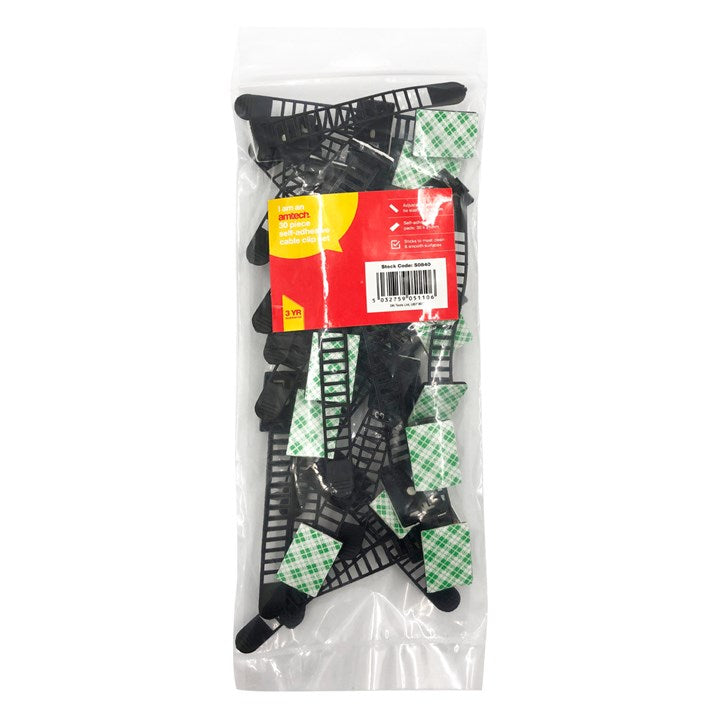 Amtech 30 Self-adhesive cable clips S0840