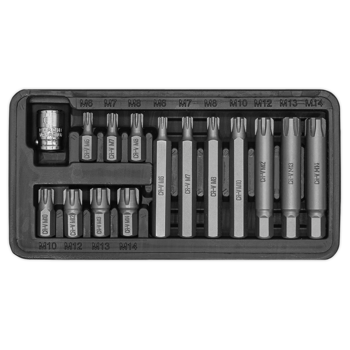 Sealey 15pc 3/8"Sq Drive Ribe Bit & Holder Set S0871