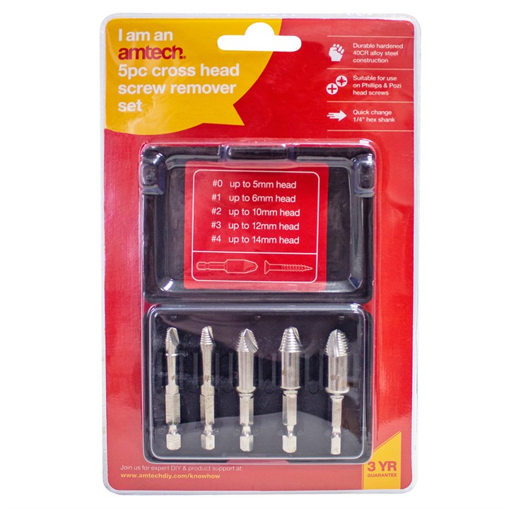 Amtech 5 Piece cross head screw remover set S0905