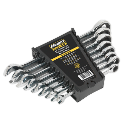 Sealey 8pc Combination Ratchet Spanner Set - Imperial S0984