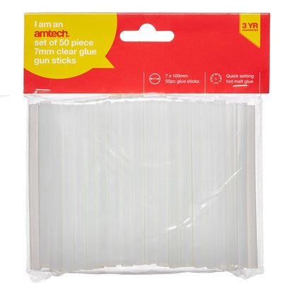 Amtech 7mm x 100mm Glue gun sticks (50 pack) S1868