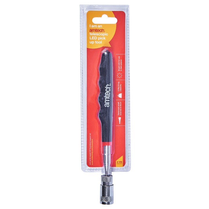 Amtech Magnetic telescopic pick-up tool with LED - 2.5kg (5.5lb) lift capacity S2200