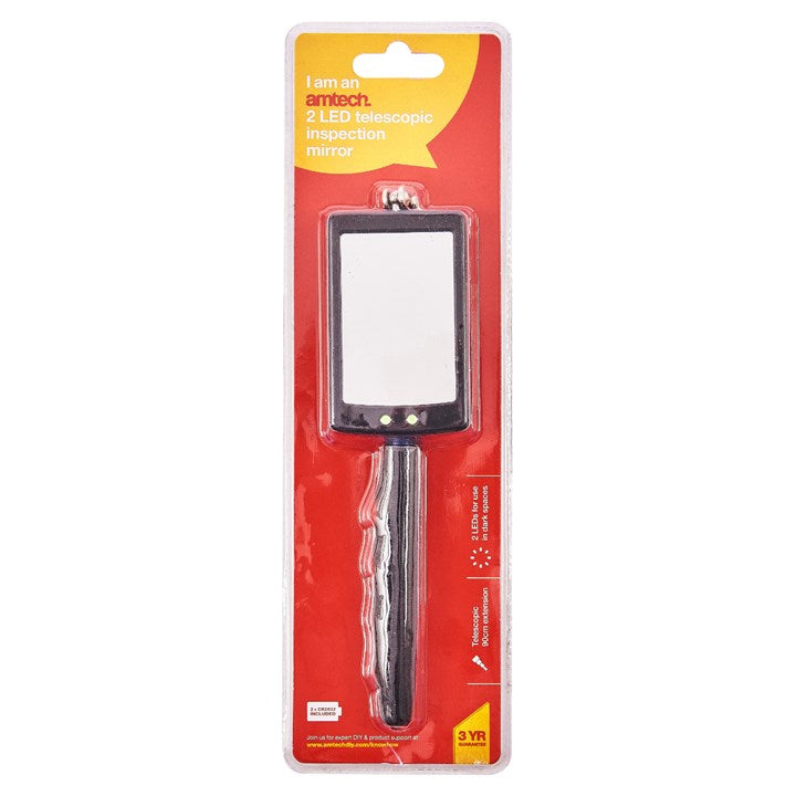 Amtech 2 LED telescopic inspection mirror S2305