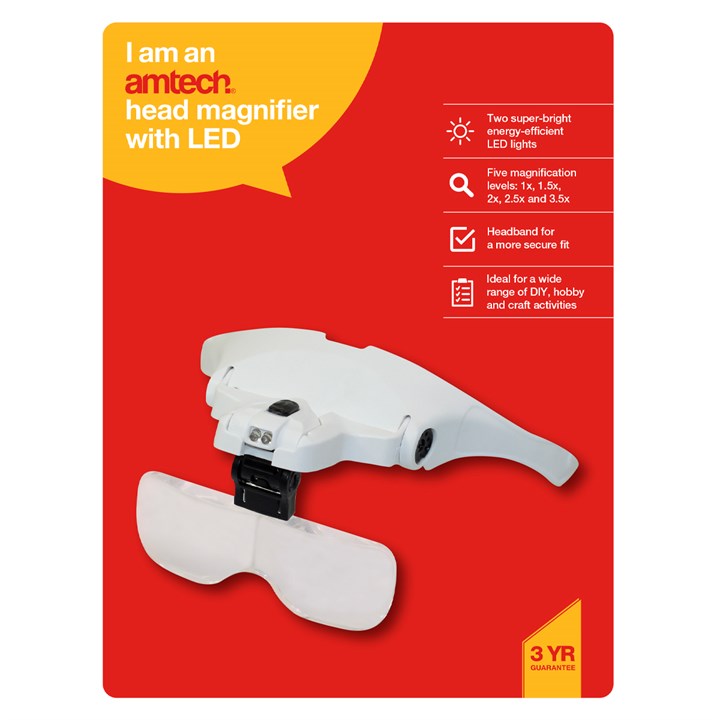 Amtech Hands-free multi-lens head magnifier with LED S2912
