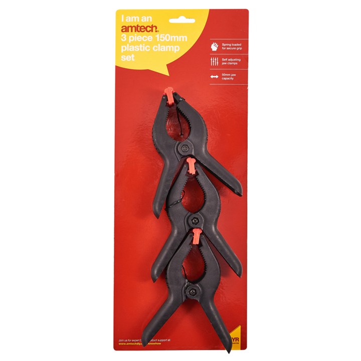 Amtech 3 Piece 150mm (6") plastic clamp set S2955