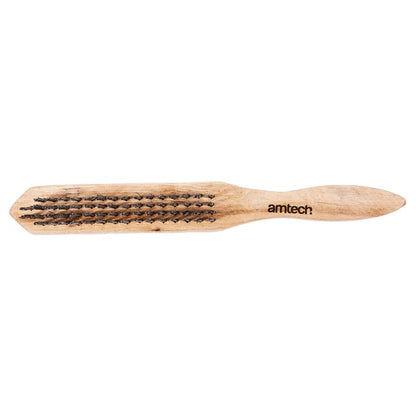 Amtech 4 Row wire brush with wooden handle S3400