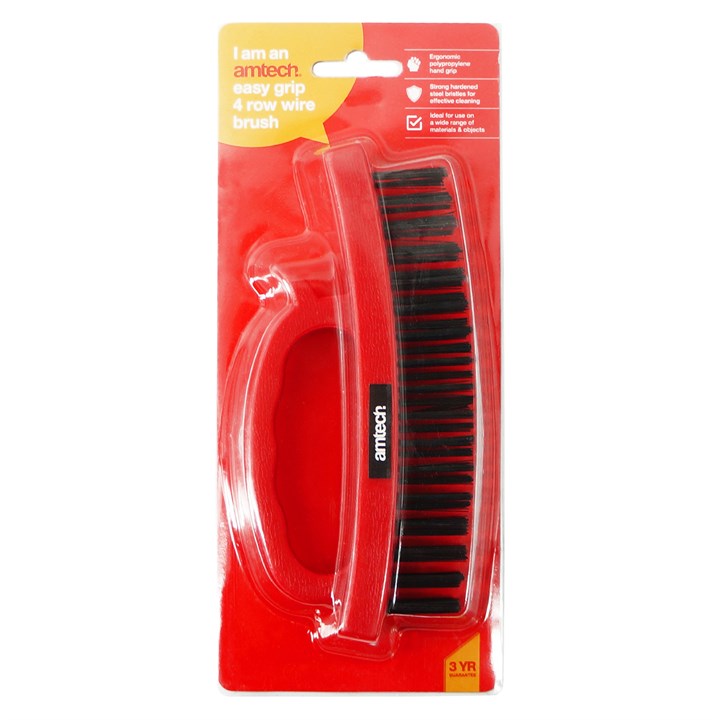 Amtech Easy-grip 4-row wire brush S3525
