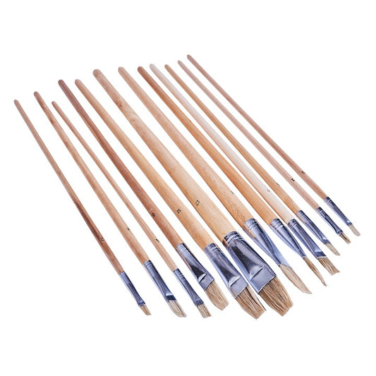 Amtech 12 Piece flat tip art brush set S4145