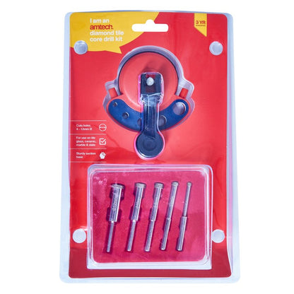 Amtech Diamond tile core drill kit and vacuum base drill guide S4405